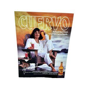 1987 Anjelica Huston Jose Cuervo Seabreeze Tequila Original Vintage print ad 80s
